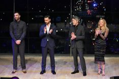 Zachary Quinto, Michael Malarkey, Aidan Gillen, and Katheryn Winnick during the 2019 A+E Networks Upfront